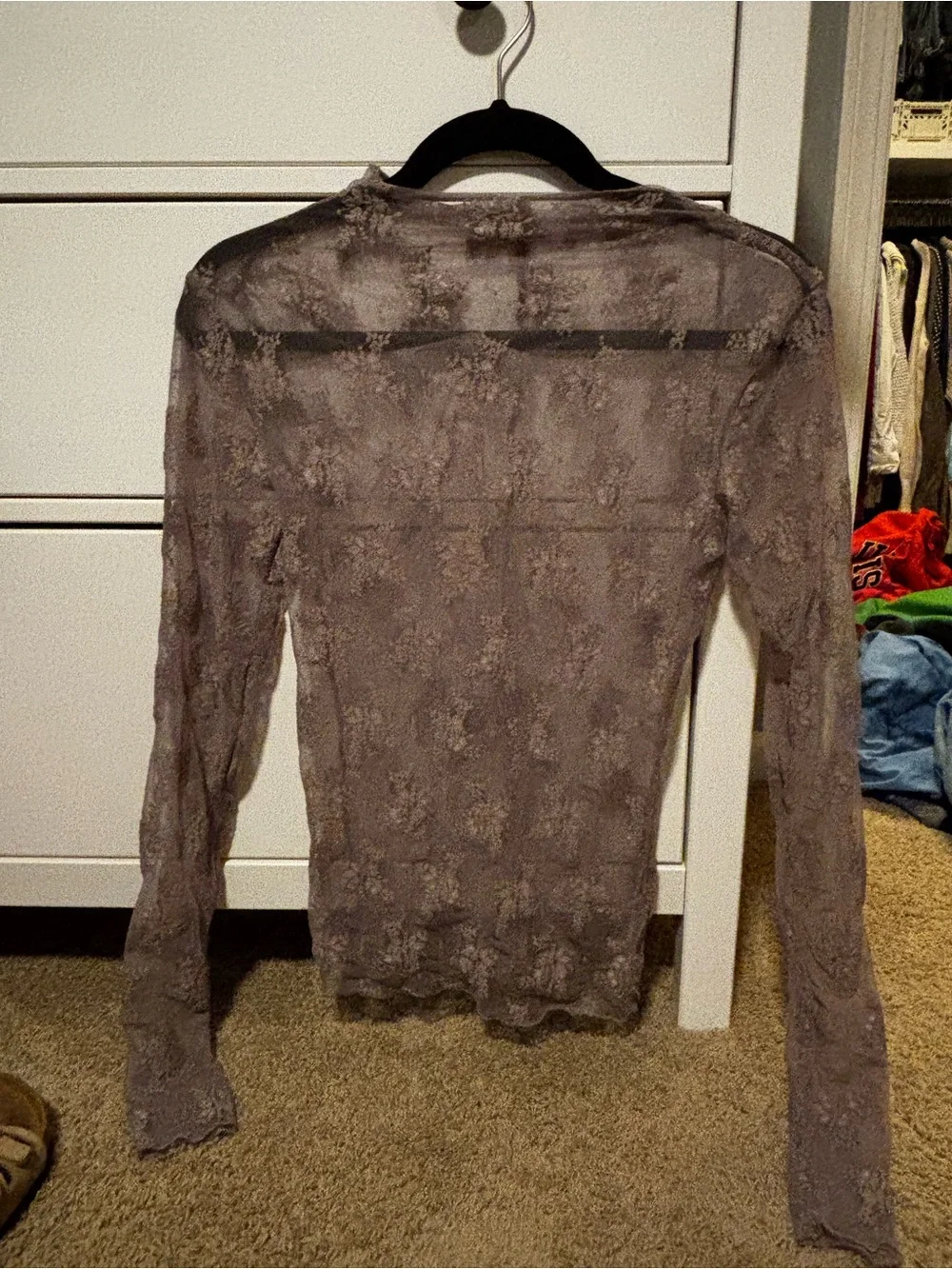 Sheer mock neck layering top
